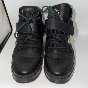 Versace Black High-Top Sneakers with Gold Zipper authentic